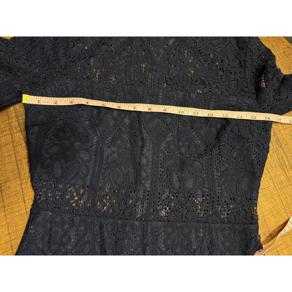 Lulus Navy Lace Dress Long Sleeve Midi Cocktail Party SZ S - Picture 7 of 15
